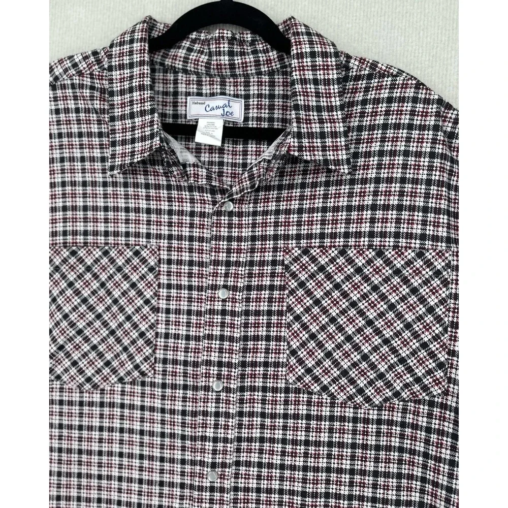 Vintage Haband Casual Joe Men's XL Plaid Pearl Snap Western Shirt Cotton 0434